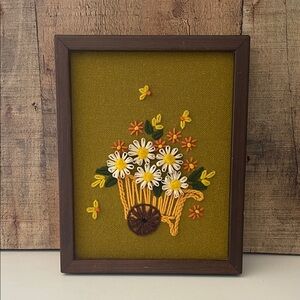 Vintage Crewel Floral Wall Art